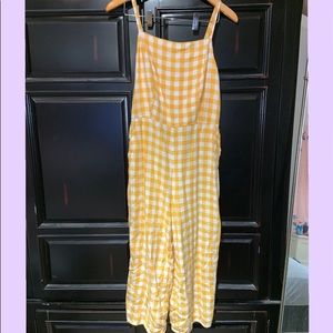 yellow checkered jumpsuit